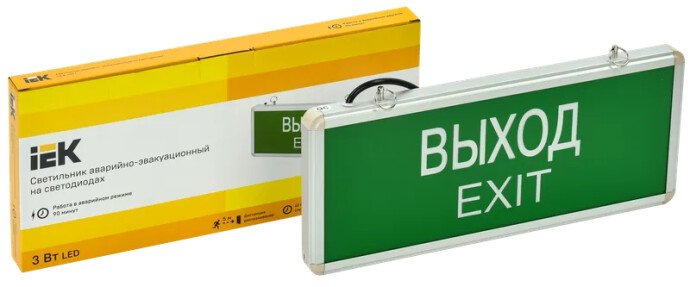 Светильник аварийный ССА1001 на светодиодах 3Вт 1,5ч односторонний ВЫХОД-EXIT IEK Светильник аварийный ССА1001 на светодиодах 3Вт 1,5ч односторонний ВЫХОД-EXIT IEK