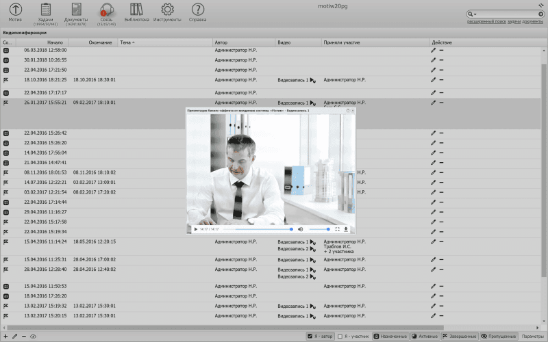 Продукт Система оперативного управления компанией "МОТИВ" картинка 1 Скриншот Система оперативного управления компанией "МОТИВ" картинка 1