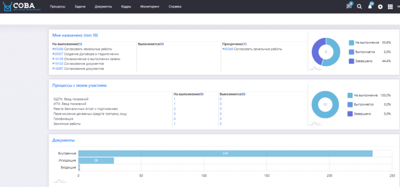 Скриншот BPM/ECM ЖКХ. Сова