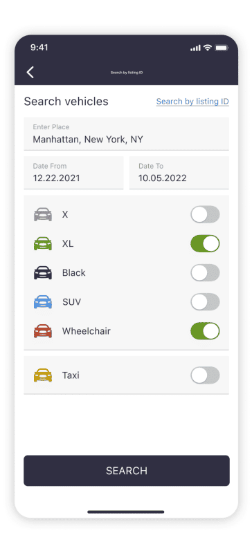 Продукт Мобильное приложение для аренды и сдачи автомобилей RUUH картинка 3 Скриншот Мобильное приложение для аренды и сдачи автомобилей RUUH картинка 3