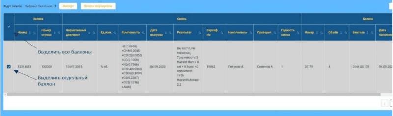 Продукт Маркировка опасностей газовой смеси Скриншот Маркировка опасностей газовой смеси