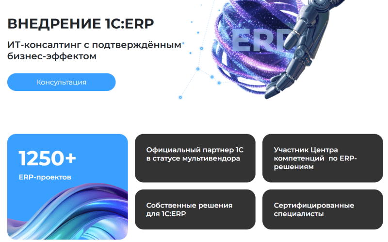 Скриншот Внедрение 1С:ERP